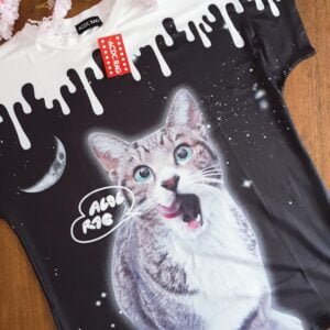 T-shirt long Punk Cat ACDC RAG