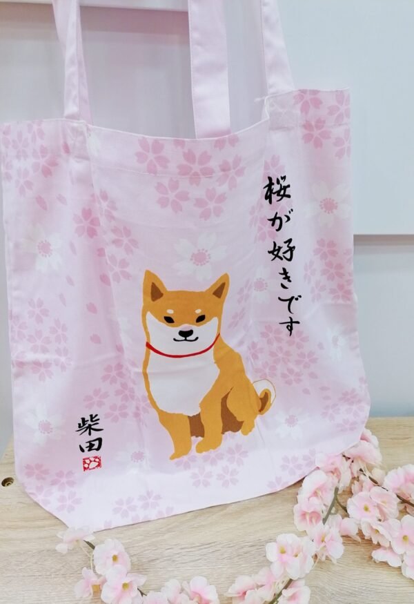 Tote bag XL Shiba inu sakura