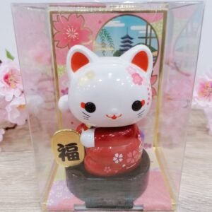 Décoration solaire Maneki Neko rouge