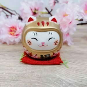 Décoration chat daruma doré Sakura