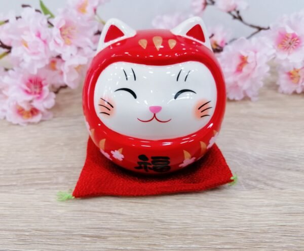 Tirelire chat daruma Sakura rouge